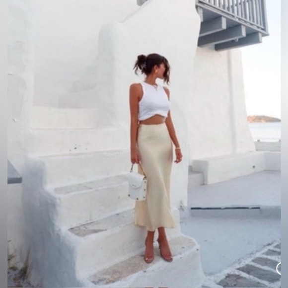 ZARA NEW SATIN EFFECT MIDI SKIRT - Picture 13 of 16